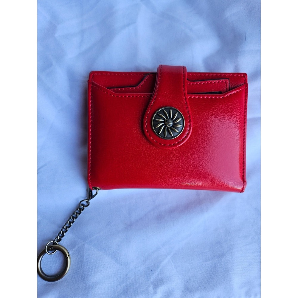 Travelambo Red Wallet with Key Ring, ID Window, Zipper Pocket